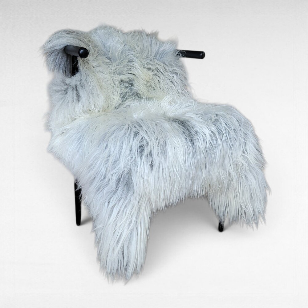 Genuine Icelandic Sheepskin Rug Gray Wide Long Silky Soft OOAK 50" x 33"